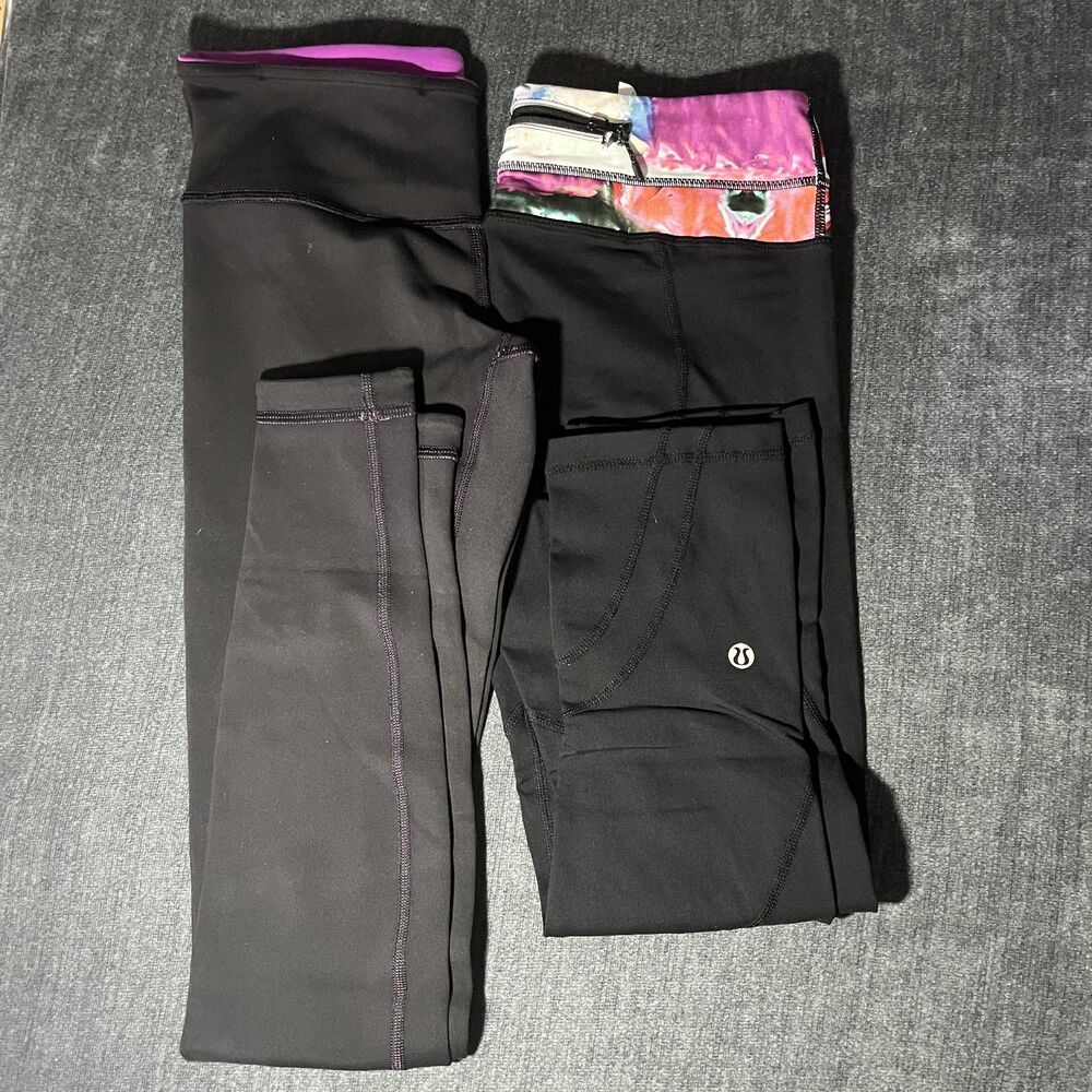 Lot of 2 Lululemon leggings reversible Wunder Inspire Crop women's size 6